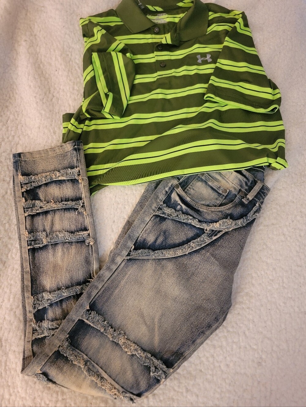 🆕️👖Retro Stitch Distressed Jeans, Size 30"W x 32"L, Color Antique